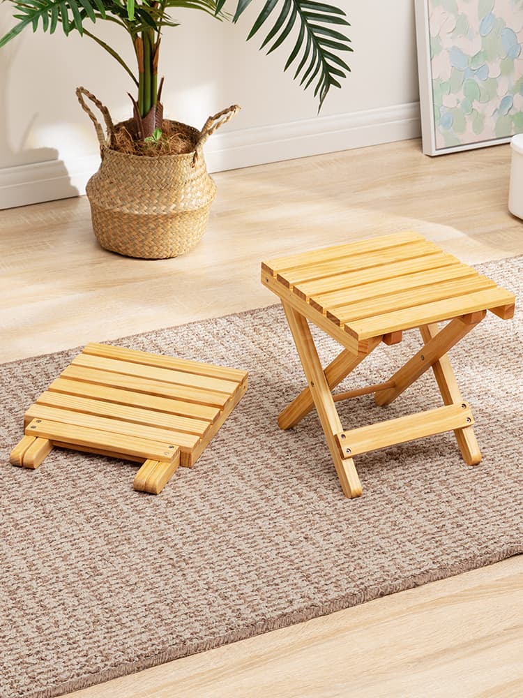 折りたたみ椅子 コンパクト木製折りたたみスツール