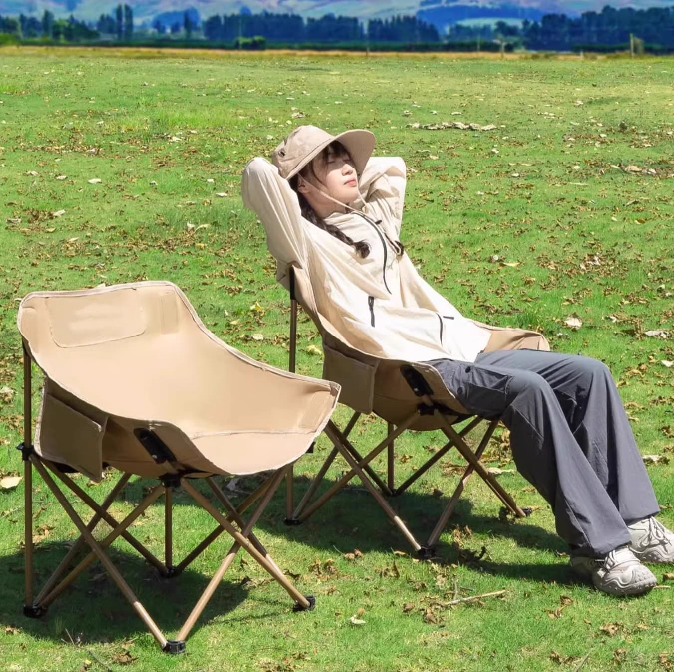 折りたたみ椅子 リラックス野外折りたたみチェア