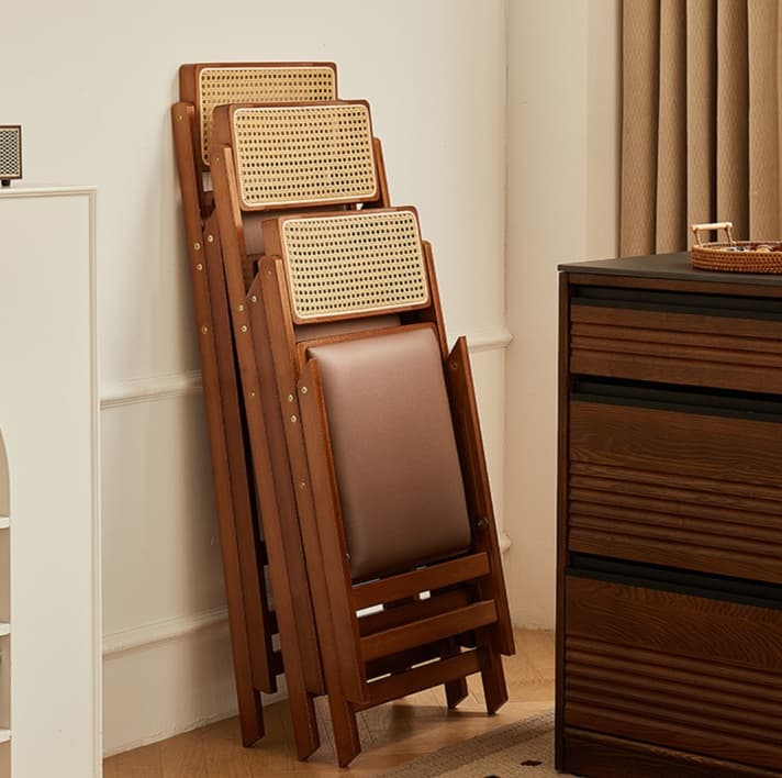 折りたたみ椅子 ラタン調ナチュラル折りたたみ椅子