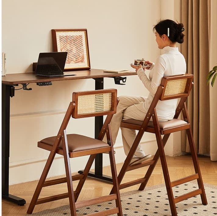 折りたたみ椅子 ラタン調ナチュラル折りたたみ椅子