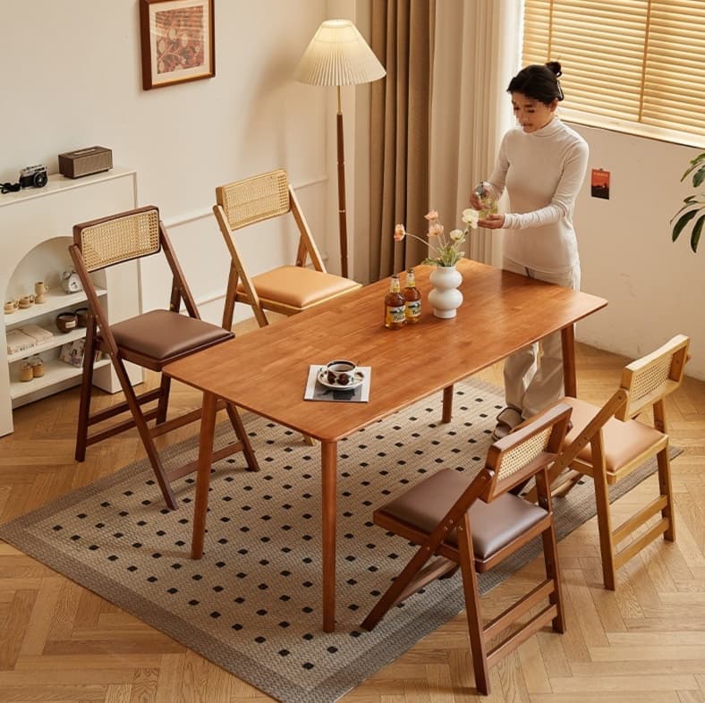 折りたたみ椅子 ラタン調ナチュラル折りたたみ椅子