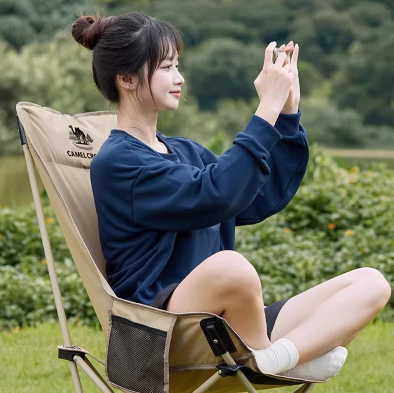 折りたたみ椅子 ワンタッチ快適リクライニングチェア