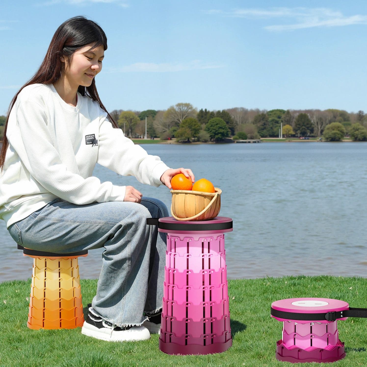 折りたたみ椅子 伸縮式携帯折りたたみ椅子高さ調整可能