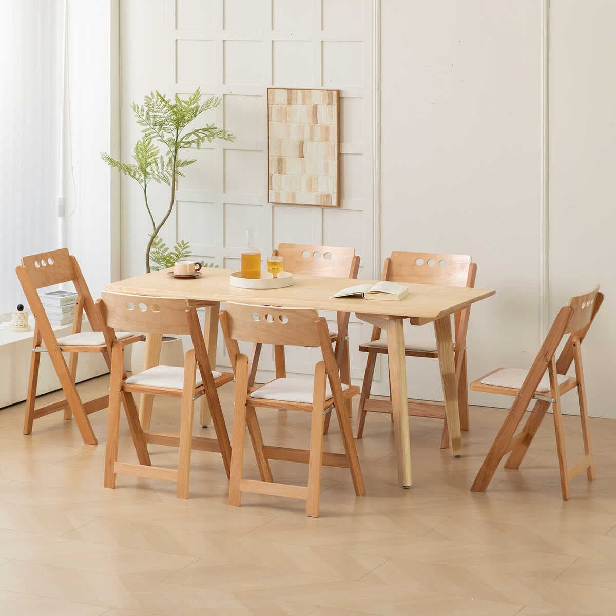 折りたたみ椅子 丸窓デザイン木製折りたたみ椅子