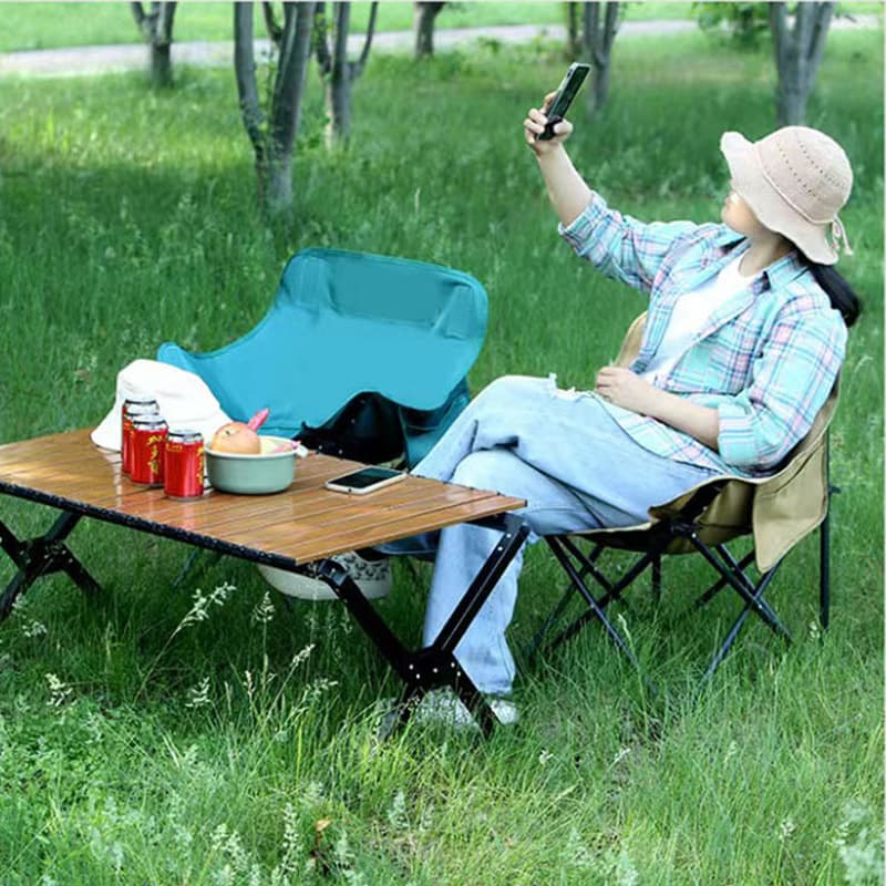 折りたたみ椅子 キャンプ用日よけ付き快適折りたたみチェア