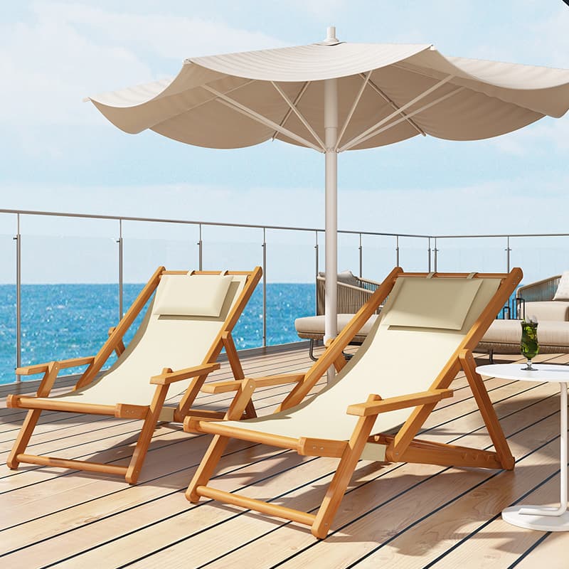 折りたたみ椅子 天然木のくつろぎデッキチェア