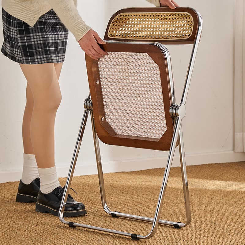 折りたたみ椅子 藤編み高級折りたたみチェア