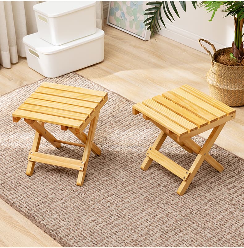 折りたたみ椅子 コンパクト木製折りたたみスツール