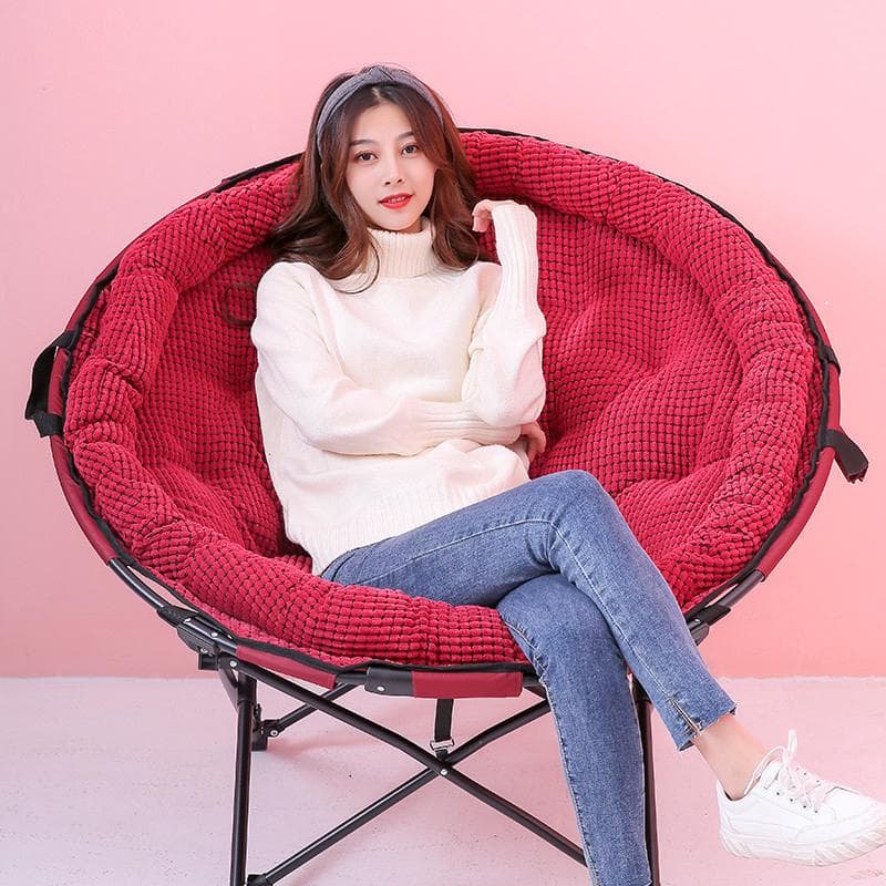 折りたたみ椅子 ファブリック張り まんまる包み込み座椅子