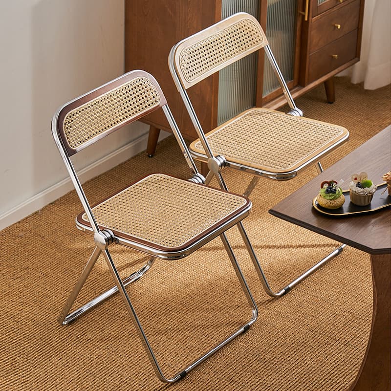 折りたたみ椅子 藤編み高級折りたたみチェア